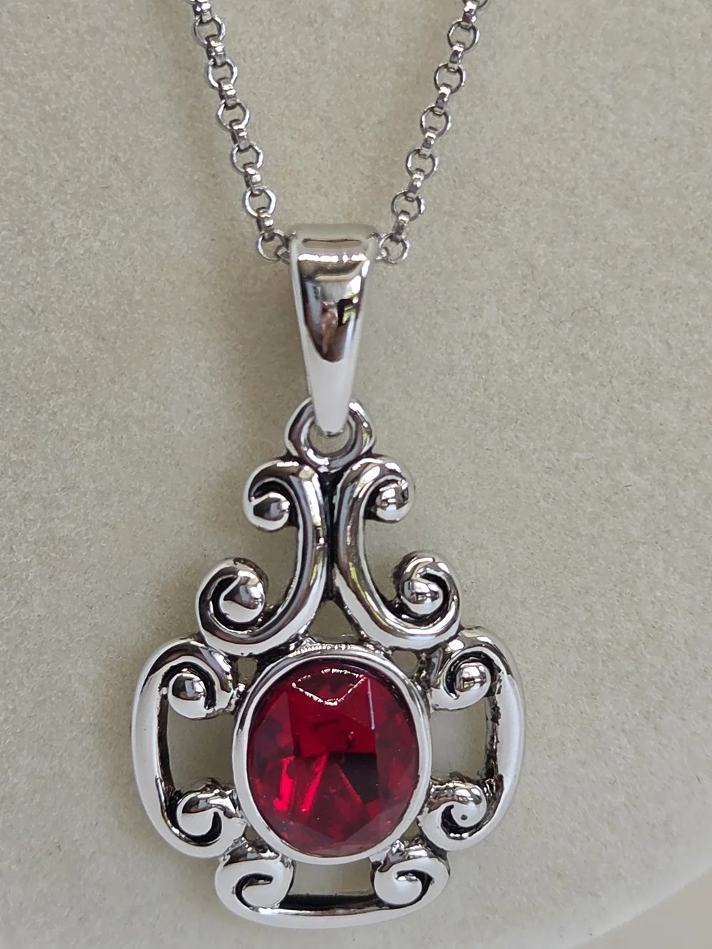 NWT Lia Sophia Silver-Tone Necklace & Earrings with Red Stones